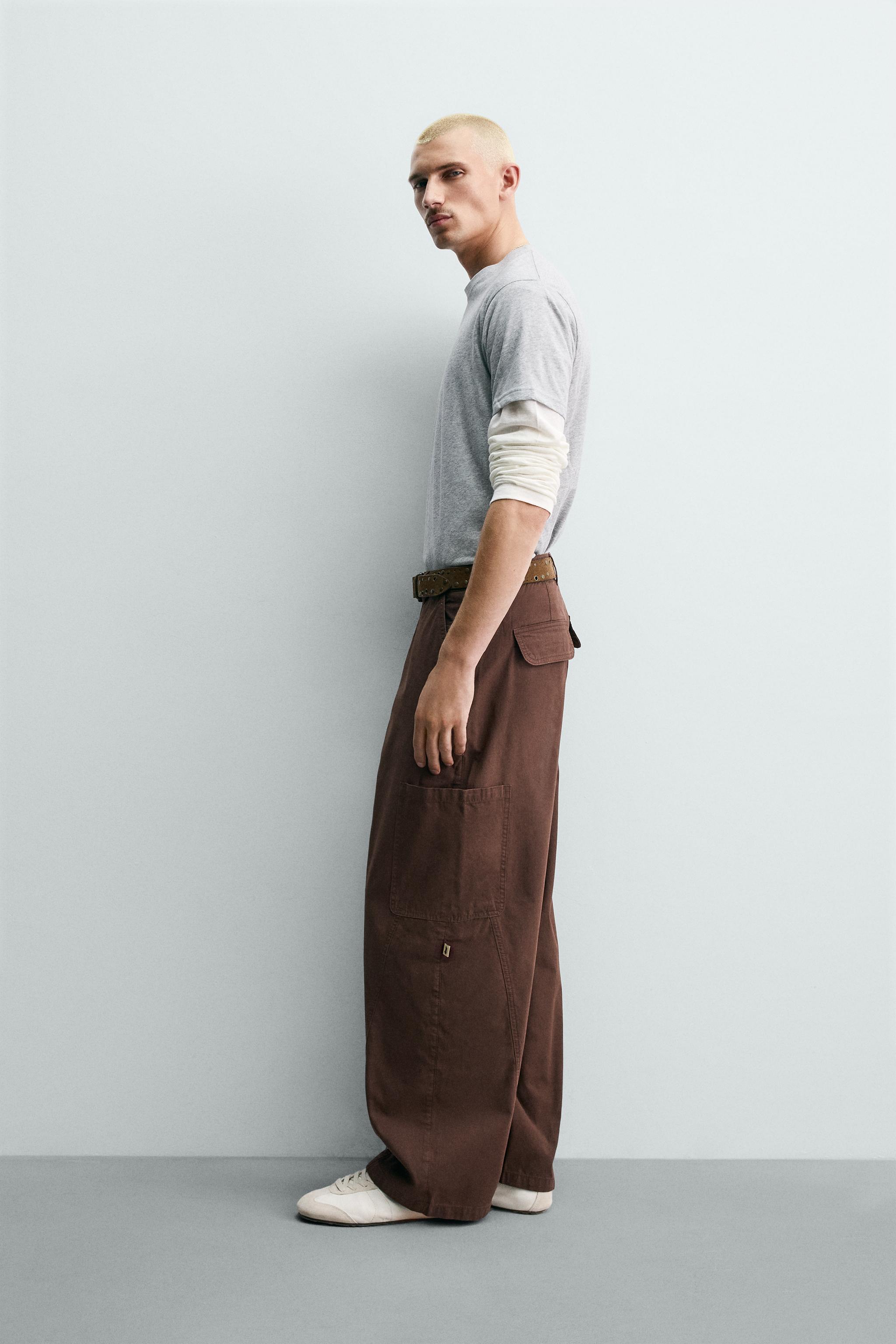 BALLOON FIT CARGO PANTS WITH SEAMS